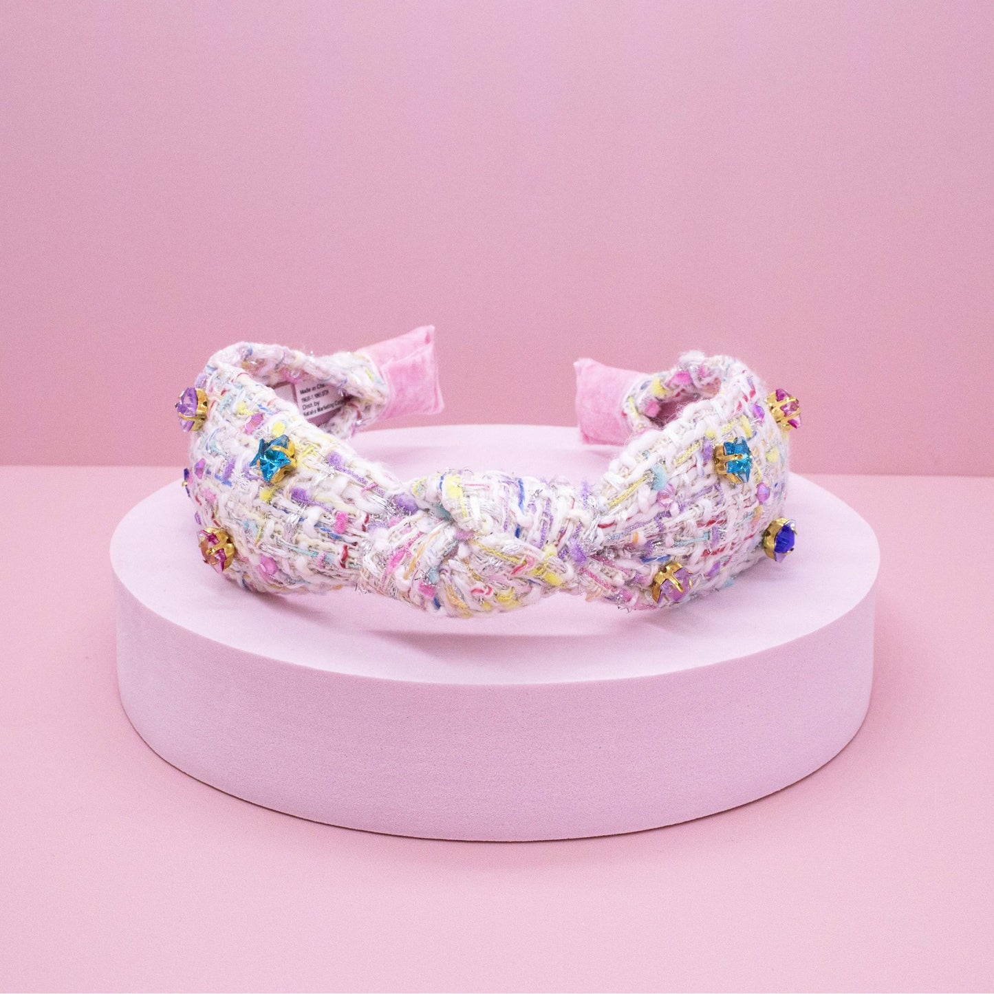 Embellished Knot Headband - Tweed Star Rhinestone Charms - Bria Blair Creative