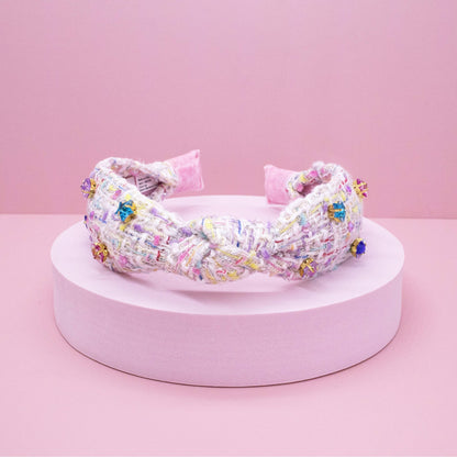 Embellished Knot Headband - Tweed Star Rhinestone Charms - Bria Blair Creative