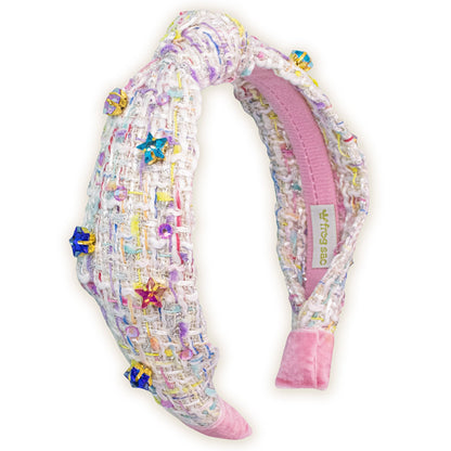 Embellished Knot Headband - Tweed Star Rhinestone Charms - Bria Blair Creative