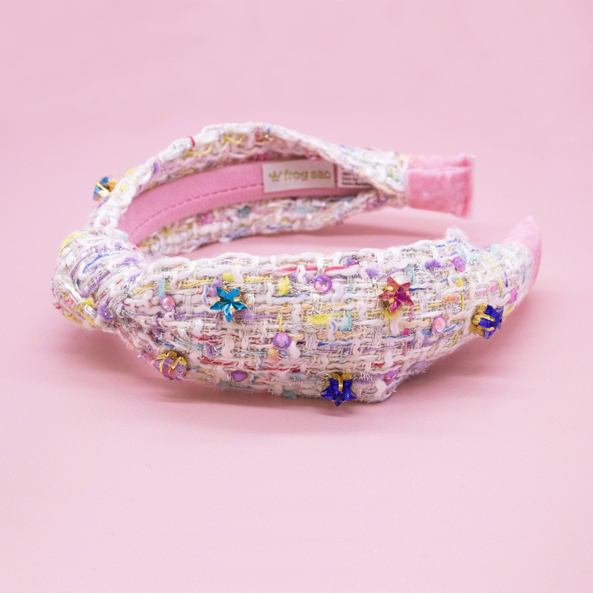 Embellished Knot Headband - Tweed Star Rhinestone Charms - Bria Blair Creative