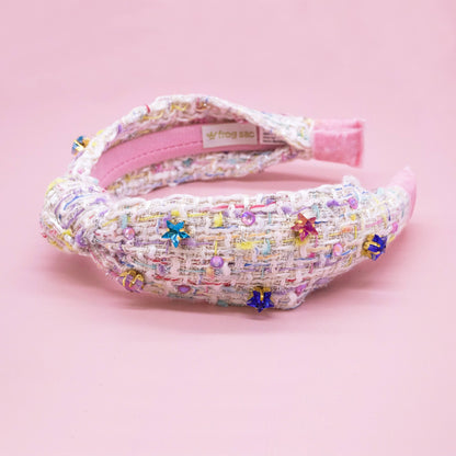 Embellished Knot Headband - Tweed Star Rhinestone Charms - Bria Blair Creative