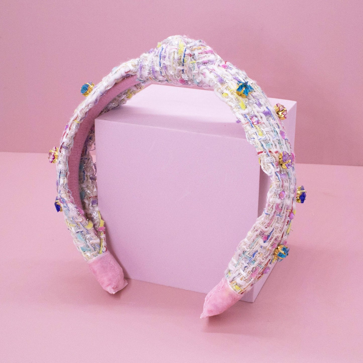 Embellished Knot Headband - Tweed Star Rhinestone Charms - Bria Blair Creative