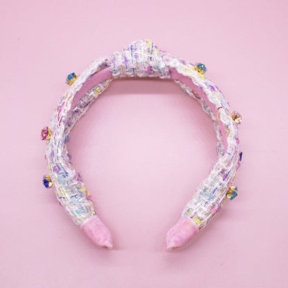 Embellished Knot Headband - Tweed Star Rhinestone Charms - Bria Blair Creative