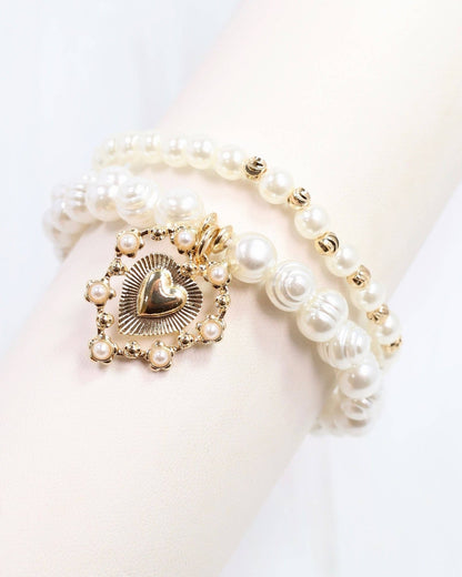 Emel Pearl Stretch Charm Bracelet Gold: Default - Bria Blair Creative