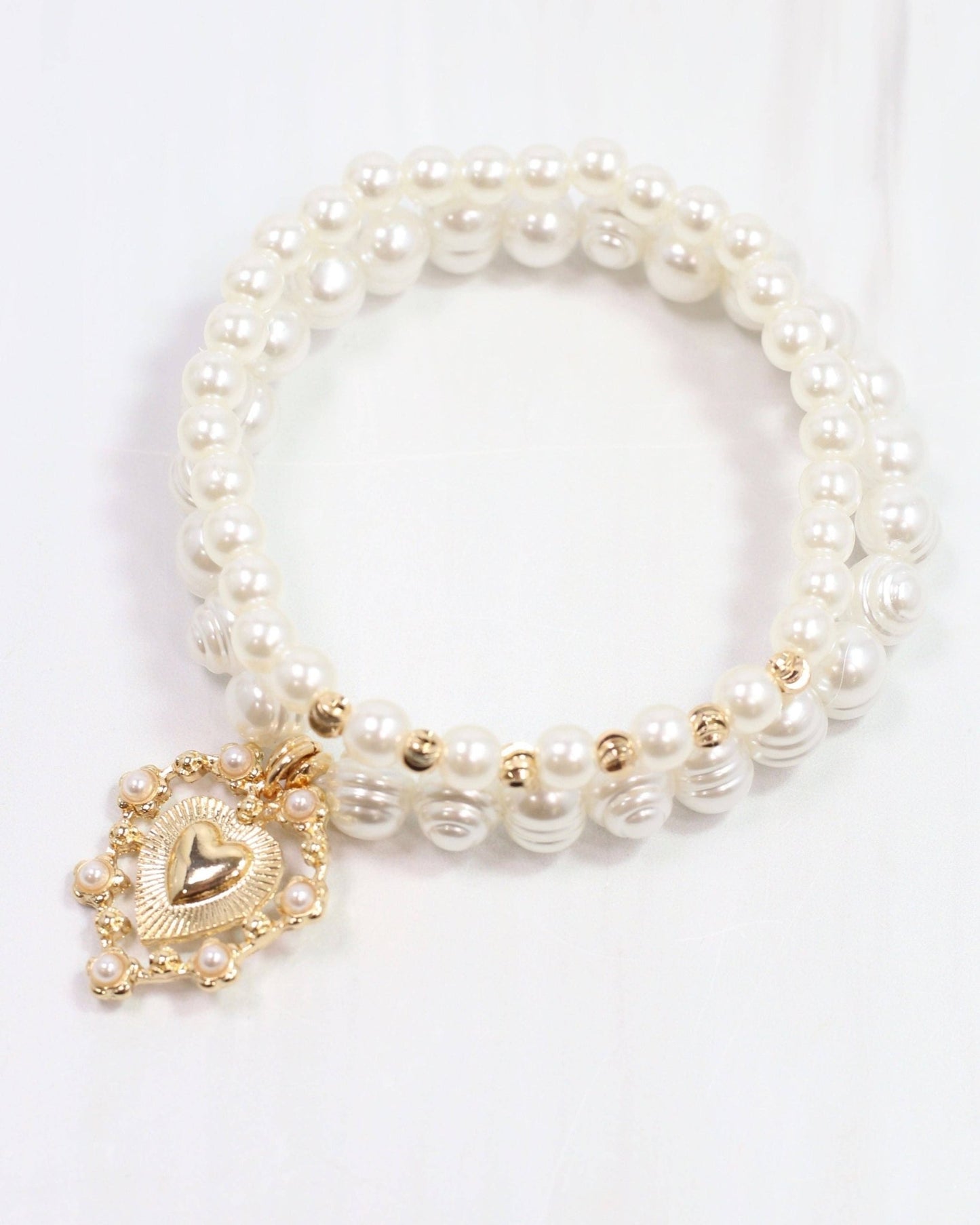 Emel Pearl Stretch Charm Bracelet Gold: Default - Bria Blair Creative