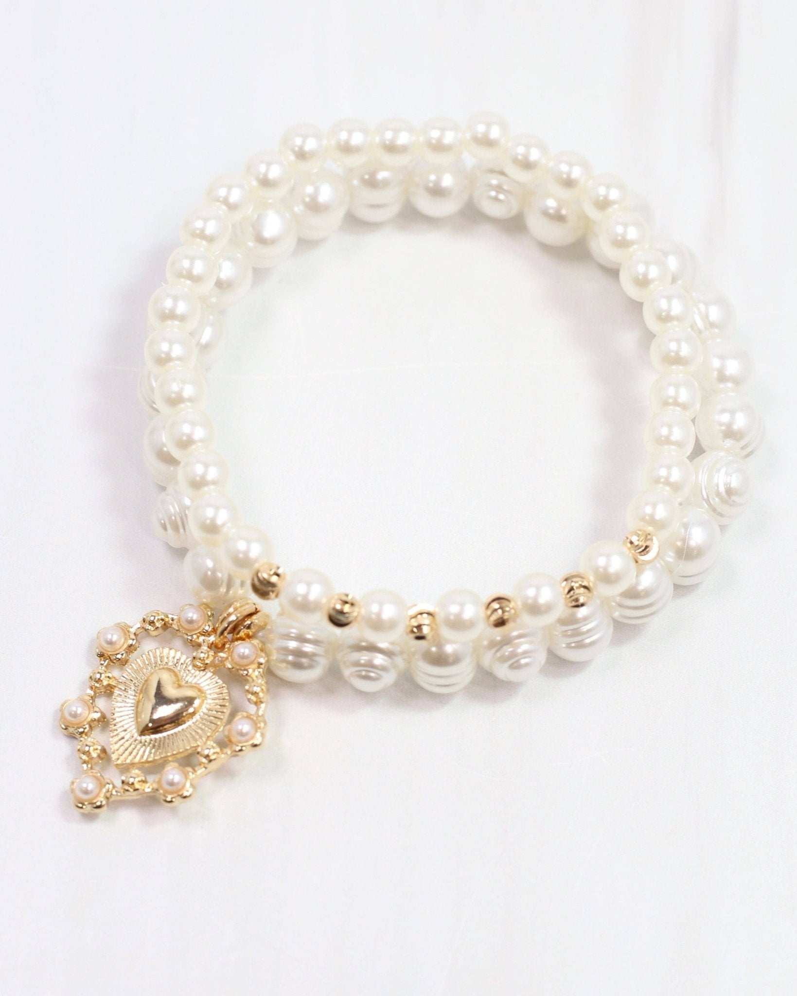 Emel Pearl Stretch Charm Bracelet Gold: Default - Bria Blair Creative