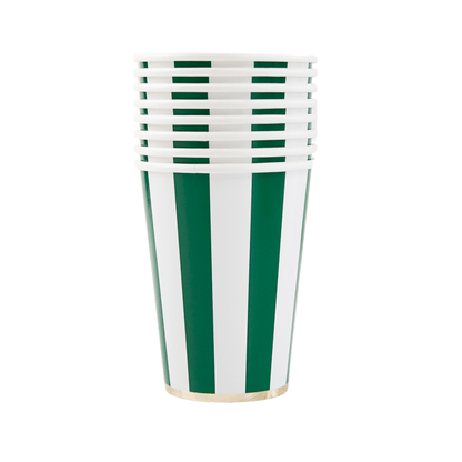EMERALD GREEN CABANA STRIPE CUPS - Bria Blair Creative