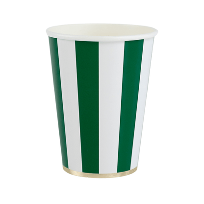 EMERALD GREEN CABANA STRIPE CUPS - Bria Blair Creative