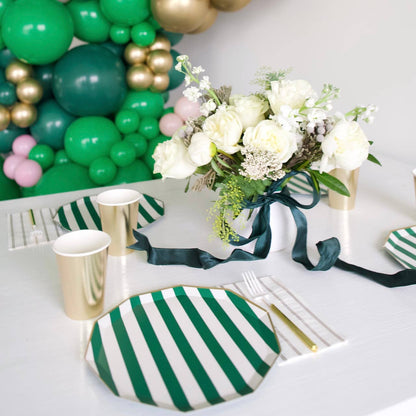 EMERALD GREEN SIGNATURE CABANA STRIPE PLATES - Bria Blair Creative