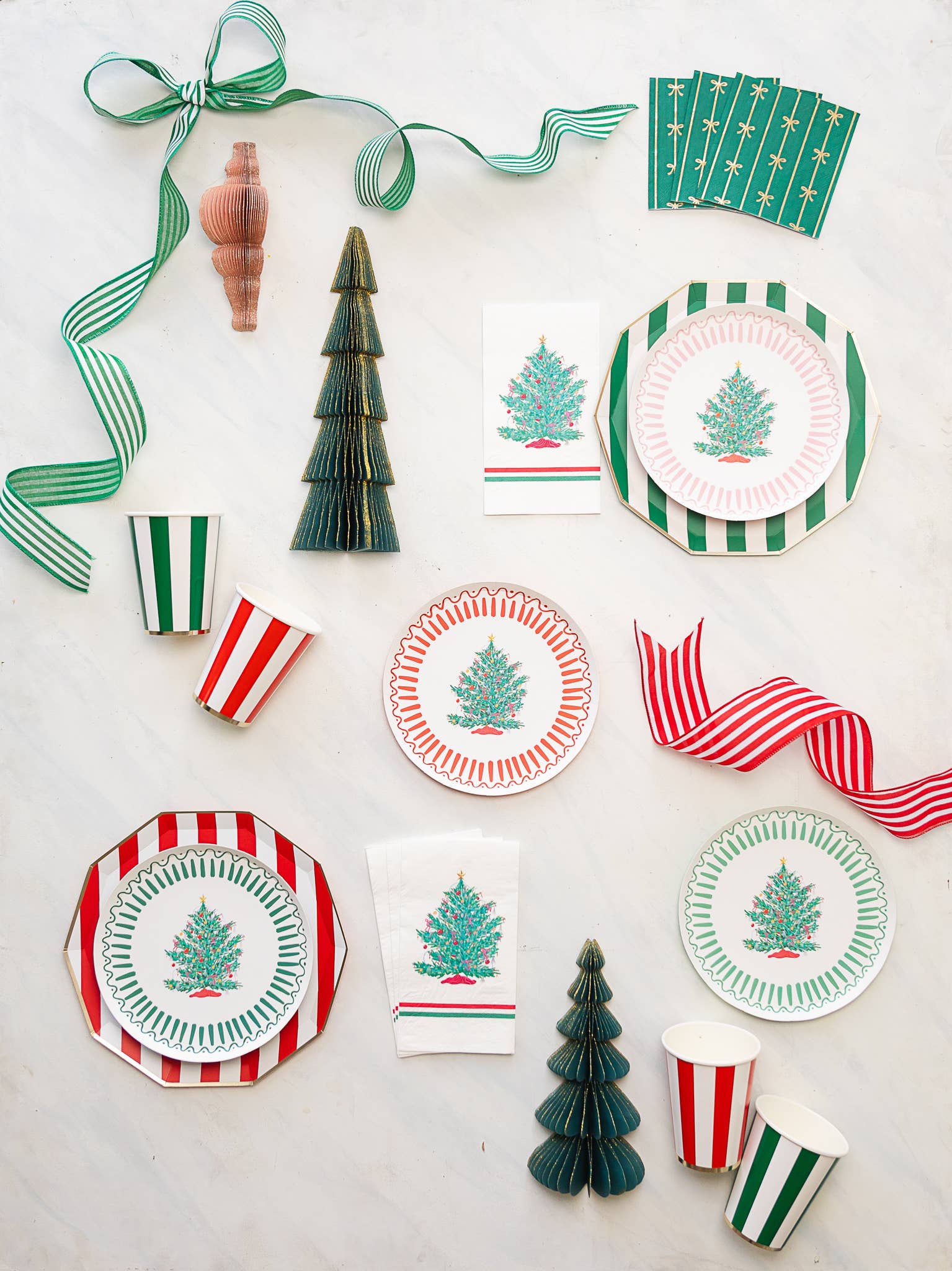 EMERALD GREEN SIGNATURE CABANA STRIPE PLATES - Bria Blair Creative