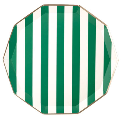 EMERALD GREEN SIGNATURE CABANA STRIPE PLATES - Bria Blair Creative