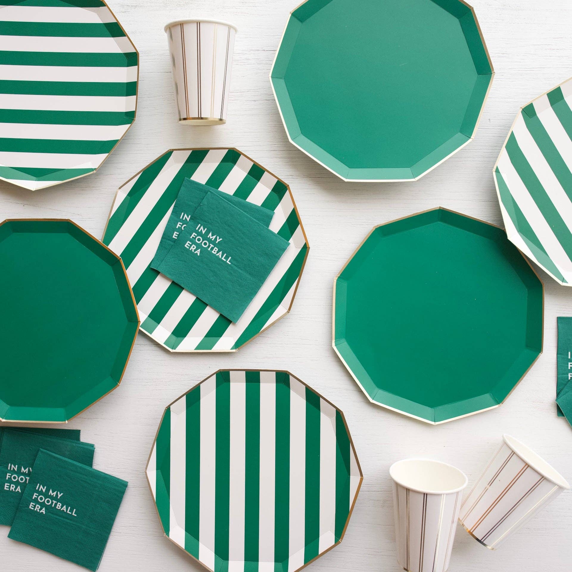 EMERALD GREEN SIGNATURE CABANA STRIPE PLATES - Bria Blair Creative