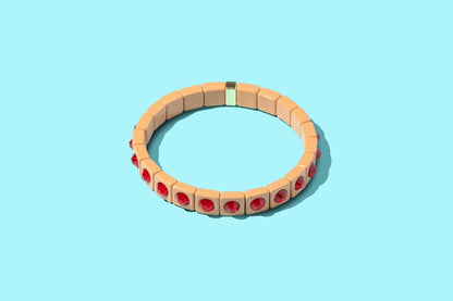 Enamel Stretch Bracelet - Small Circle Stones - Maeve: Multi - Colored - Bria Blair Creative