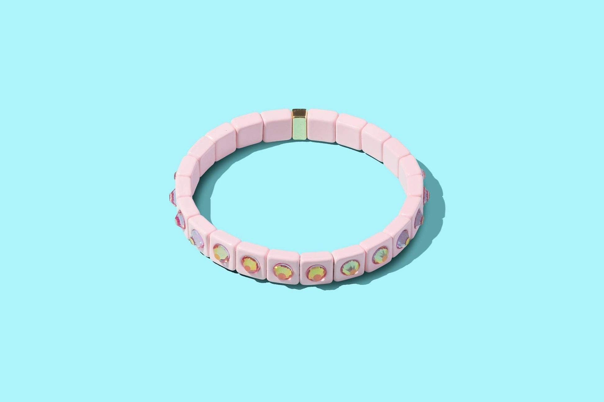 Enamel Stretch Bracelet - Small Circle Stones - Maeve: Multi - Colored - Bria Blair Creative