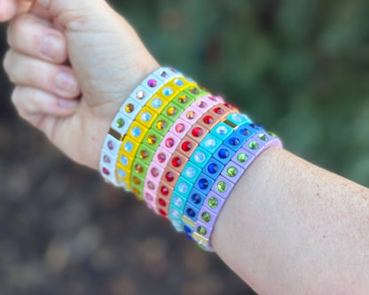 Enamel Stretch Bracelet - Small Circle Stones - Maeve: Multi - Colored - Bria Blair Creative