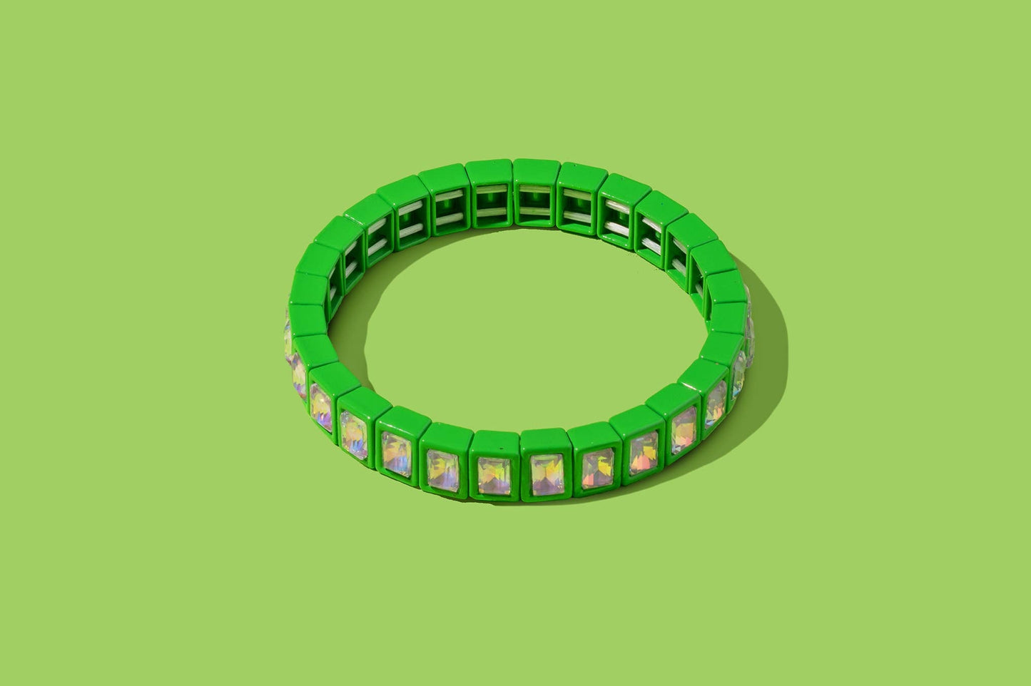 Enamel Stretch Bracelet - Small Rectangle Stones - Penelope: Green - Bria Blair Creative