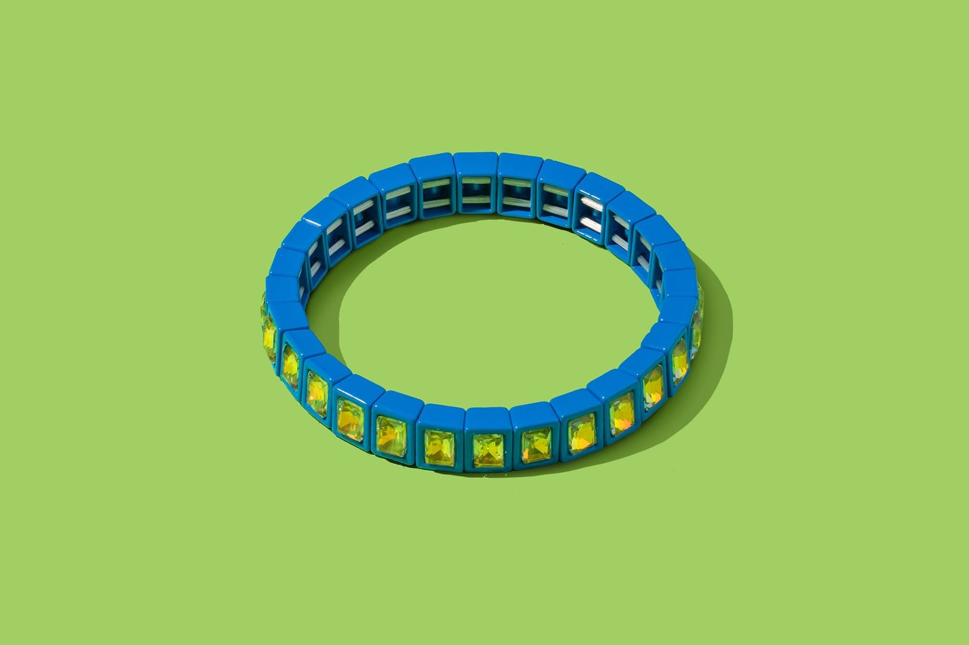 Enamel Stretch Bracelet - Small Rectangle Stones - Penelope: Green - Bria Blair Creative