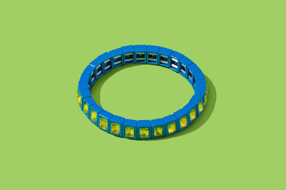 Enamel Stretch Bracelet - Small Rectangle Stones - Penelope: Green - Bria Blair Creative