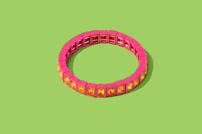 Enamel Stretch Bracelet - Small Rectangle Stones - Penelope: Green - Bria Blair Creative