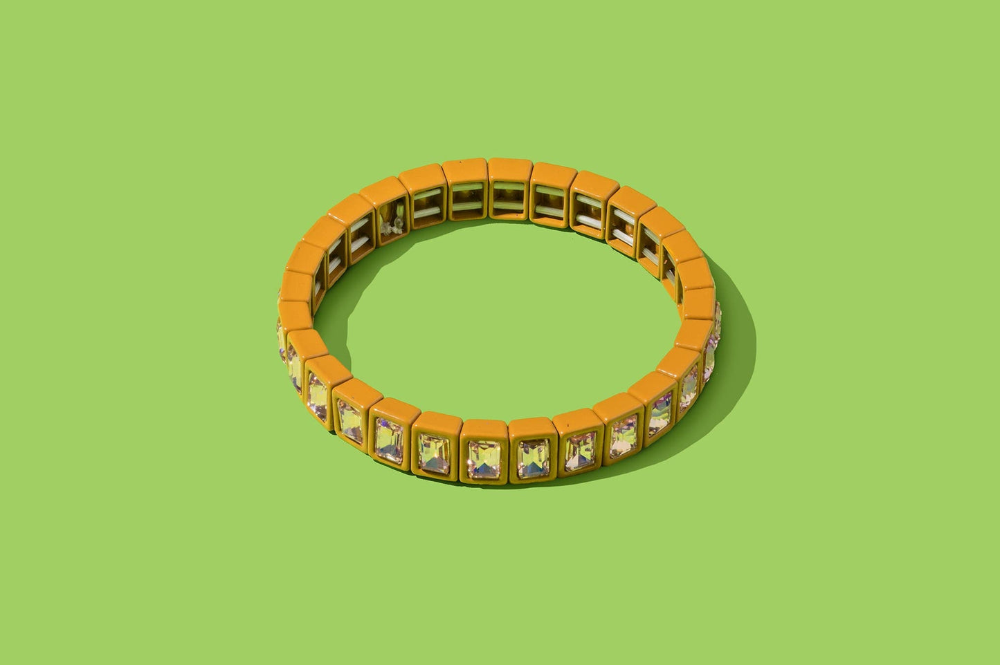 Enamel Stretch Bracelet - Small Rectangle Stones - Penelope: Green - Bria Blair Creative