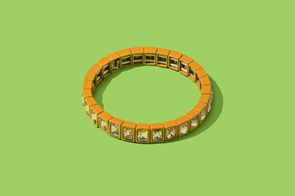 Enamel Stretch Bracelet - Small Rectangle Stones - Penelope: Light Blue - Bria Blair Creative