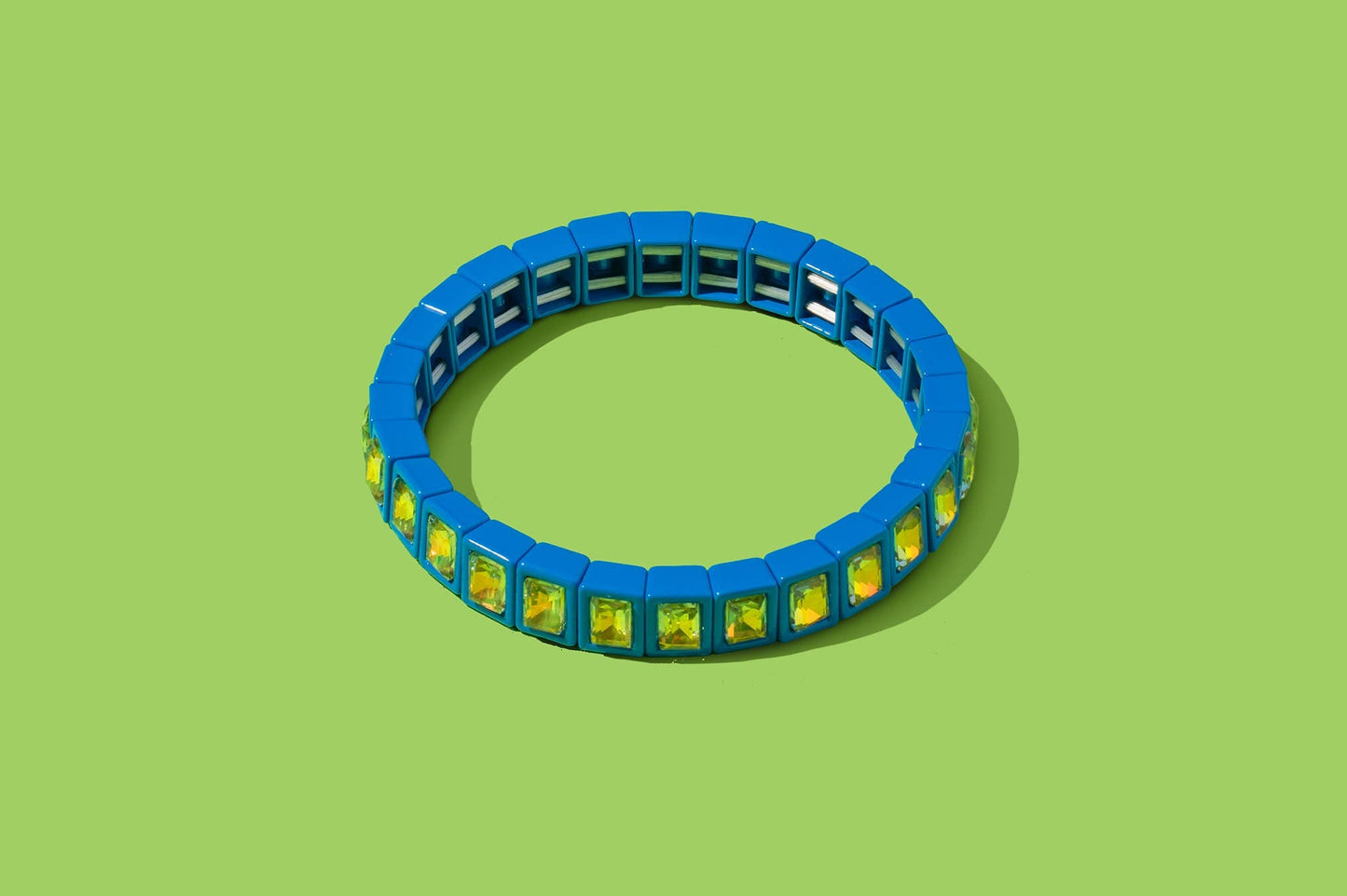 Enamel Stretch Bracelet - Small Rectangle Stones - Penelope: Light Blue - Bria Blair Creative