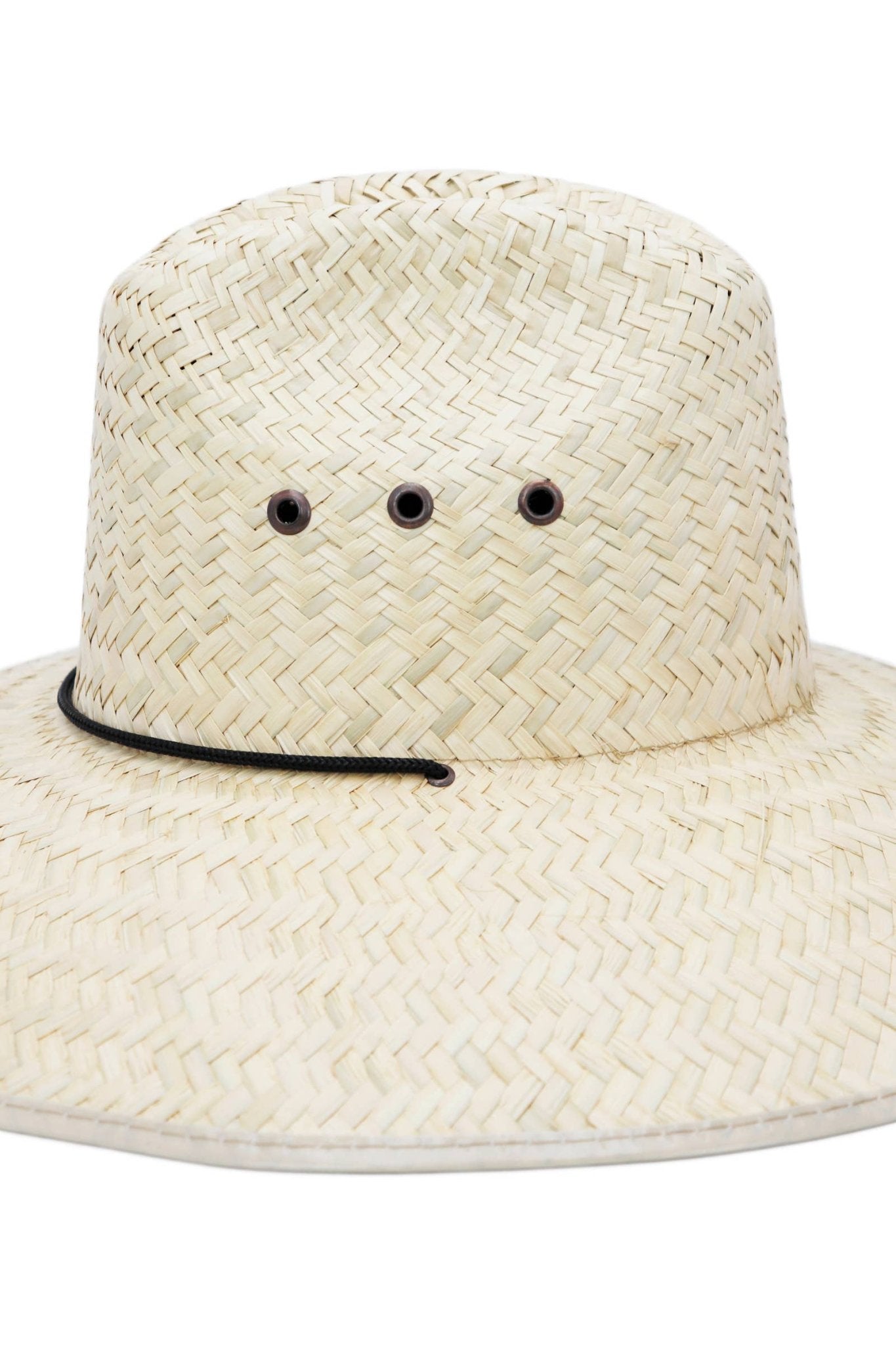 Eyeleted Quarterhorse Glossy Trim Straw Lifeguard Hat: Beige/Ivory - Bria Blair Creative
