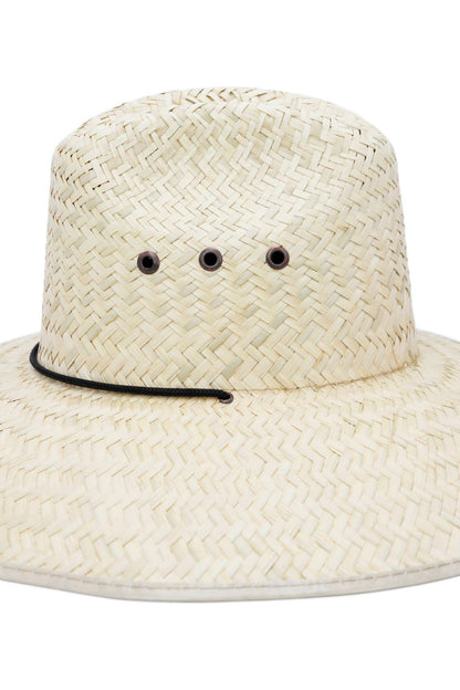 Eyeleted Quarterhorse Glossy Trim Straw Lifeguard Hat: Beige/Ivory - Bria Blair Creative