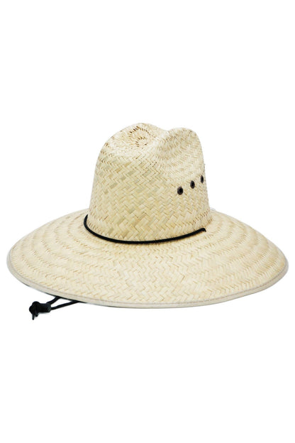 Eyeleted Quarterhorse Glossy Trim Straw Lifeguard Hat: Beige/Ivory - Bria Blair Creative