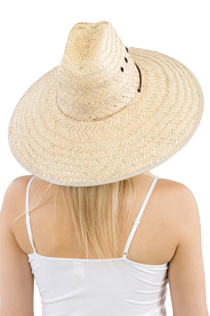 Eyeleted Quarterhorse Glossy Trim Straw Lifeguard Hat: Beige/Ivory - Bria Blair Creative