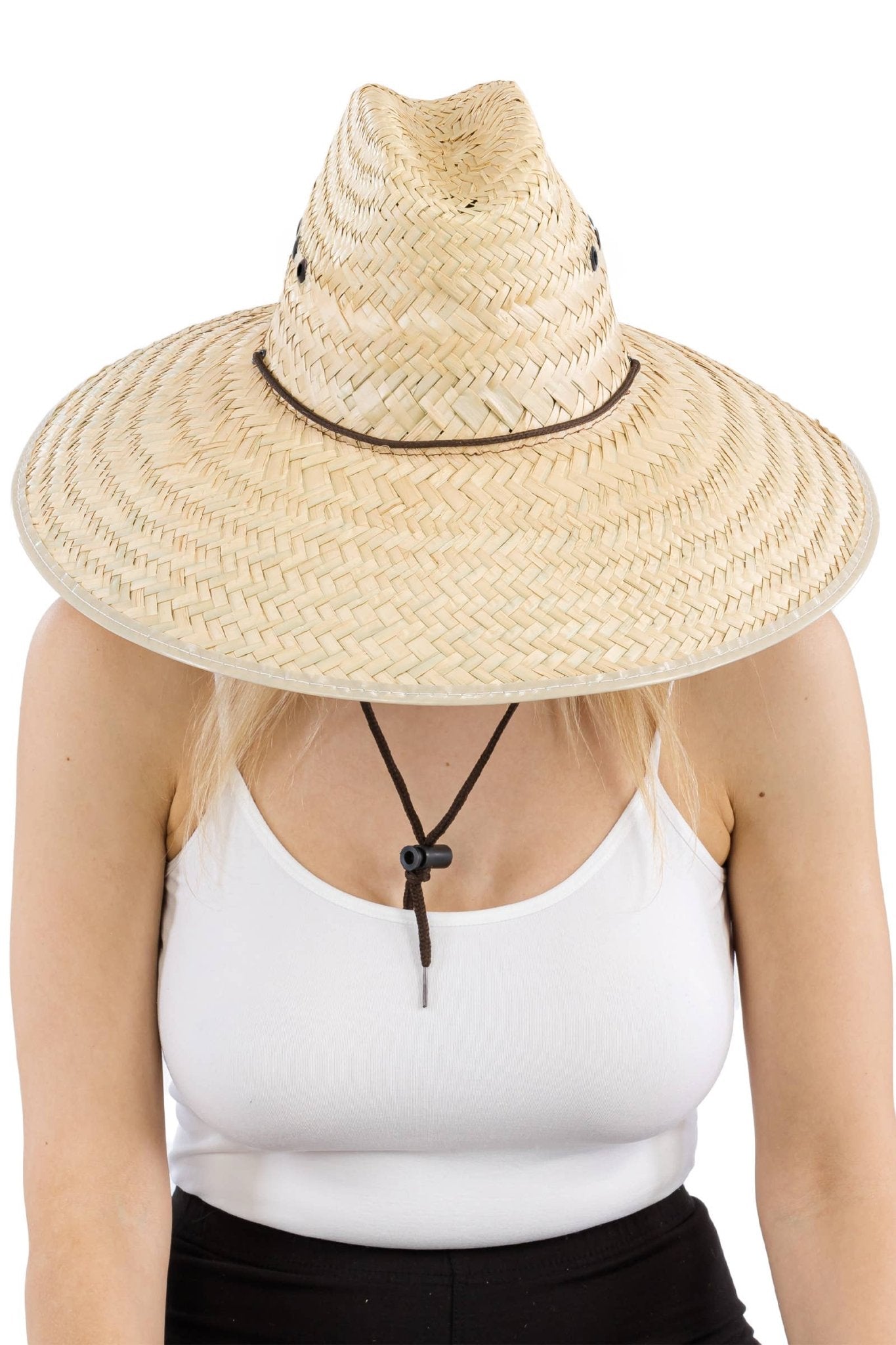 Eyeleted Quarterhorse Glossy Trim Straw Lifeguard Hat: Beige/Ivory - Bria Blair Creative