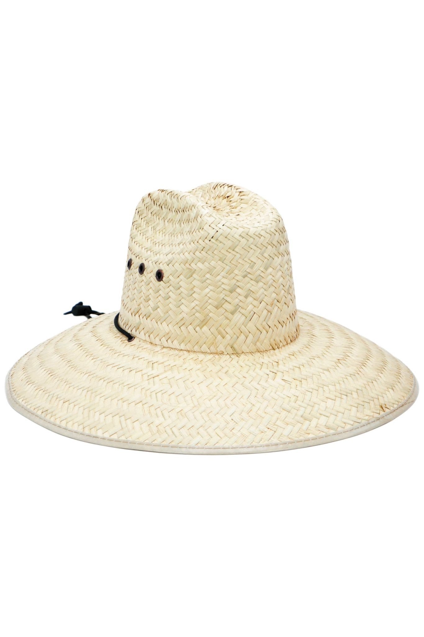 Eyeleted Quarterhorse Glossy Trim Straw Lifeguard Hat: Beige/Ivory - Bria Blair Creative