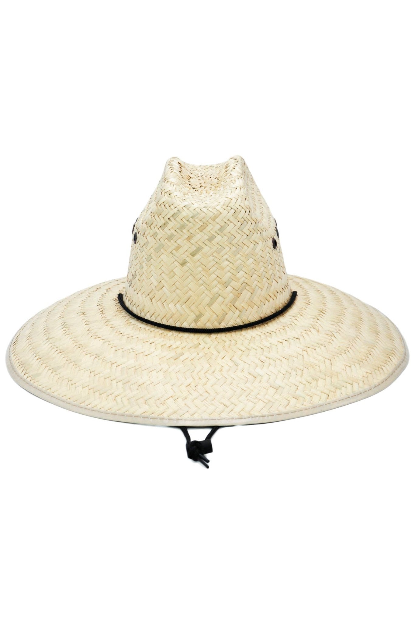 Eyeleted Quarterhorse Glossy Trim Straw Lifeguard Hat: Beige/Ivory - Bria Blair Creative