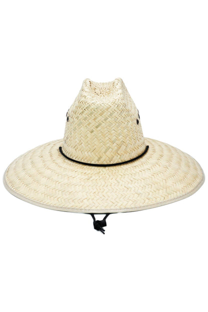 Eyeleted Quarterhorse Glossy Trim Straw Lifeguard Hat: Beige/Ivory - Bria Blair Creative