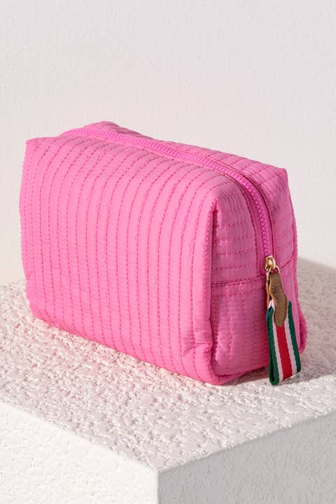 Ezra Large Boxy Cosmetic Pouch SALE: Pink - Bria Blair Creative
