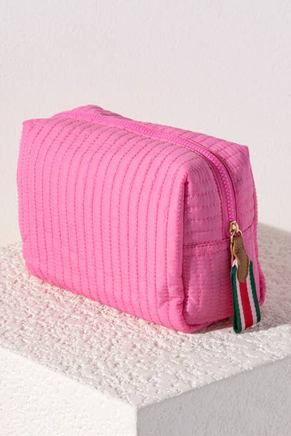 Ezra Large Boxy Cosmetic Pouch SALE: Pink - Bria Blair Creative