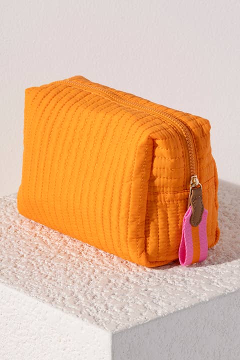Ezra Large Boxy Cosmetic Pouch SALE: Pink - Bria Blair Creative