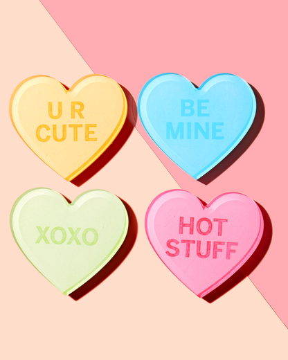 Conversation Hearts Acrylic Coasters - Assorted