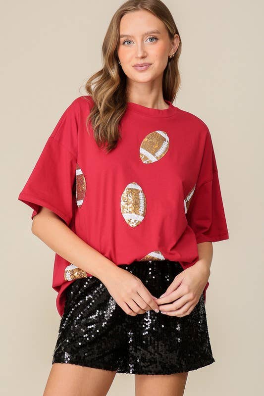 Game Day Dazzling Football T-shirt: WHITE / 2-2-2 (S-M-L)