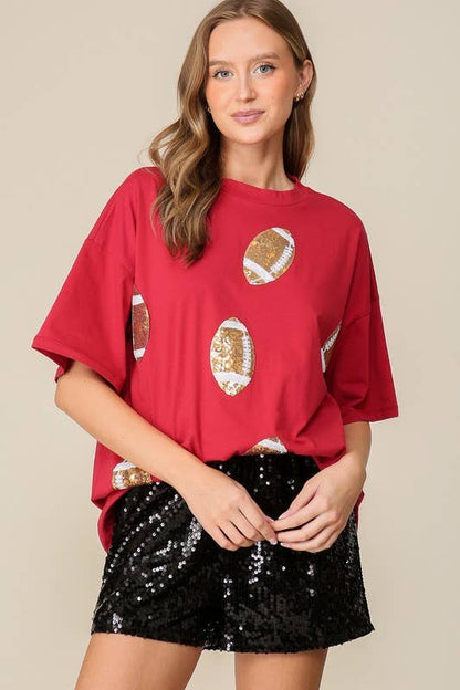 Game Day Dazzling Football T-shirt: H GREY / 2-2-2 (S-M-L)