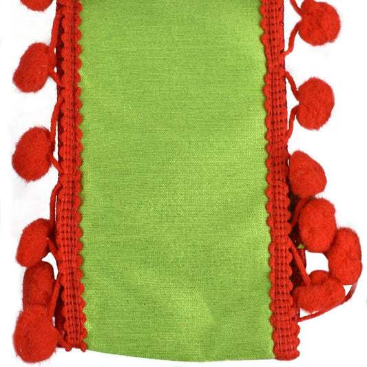 Fancy Christmas Apple Ribbon w/ Red Pom Pom Edge - Bria Blair Creative