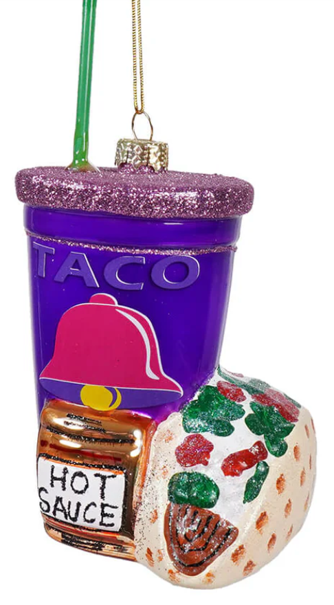 Fast Food Taco Glass Ornament - Bria Blair Creative
