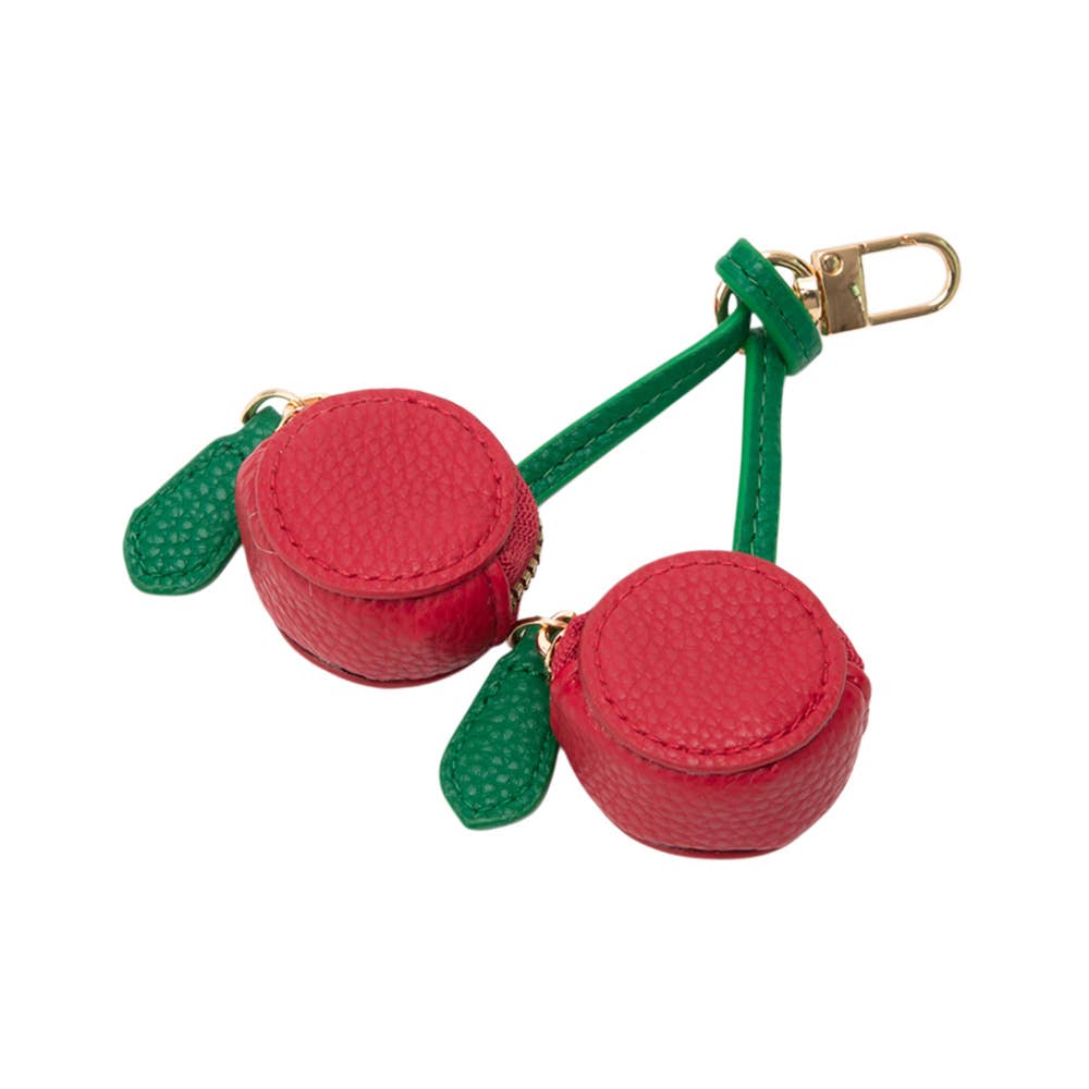 Faux Leather Cherry Keychain / Bag Charm / Coin Purse - Bria Blair Creative