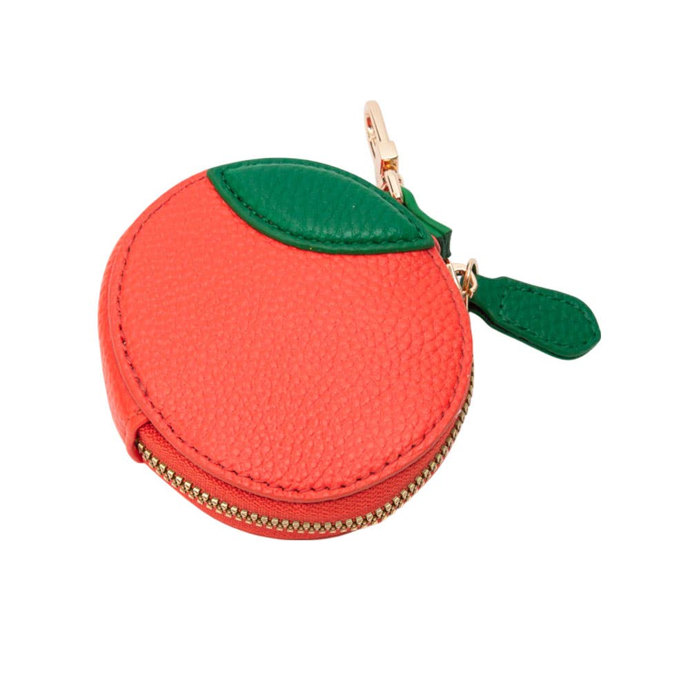 Faux Leather Orange Keychain / Bag Charm / Coin Purse - Bria Blair Creative