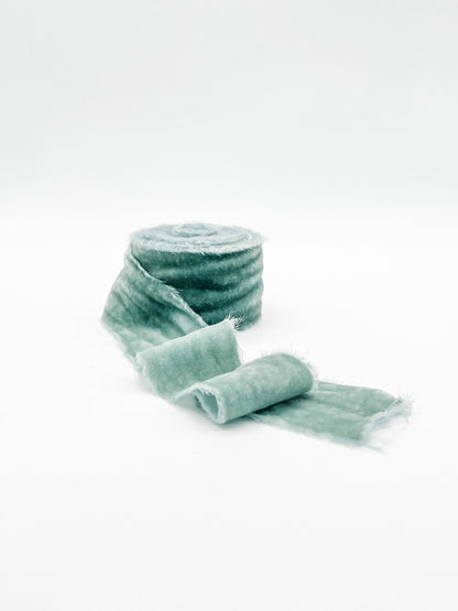 2" Velvet Ribbon - Raw Edge - 29 Colors: Green