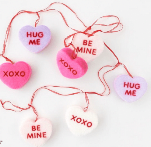 Flocked Conversation Hearts Garland - Bria Blair Creative
