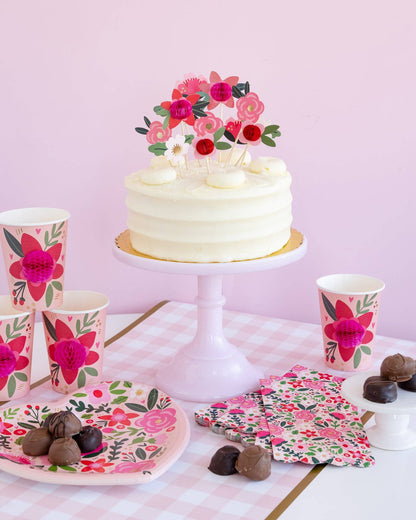 Floral scalloped dinner napkin - Bria Blair Creative