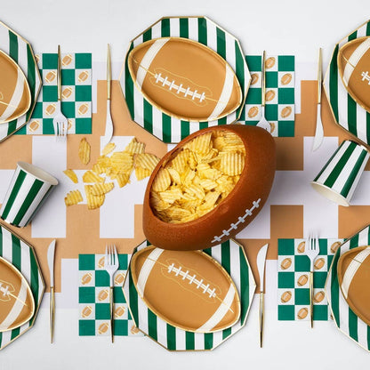 FOOTBALL & GREEN CHECKER LARGE NAPKINS - Bria Blair Creative