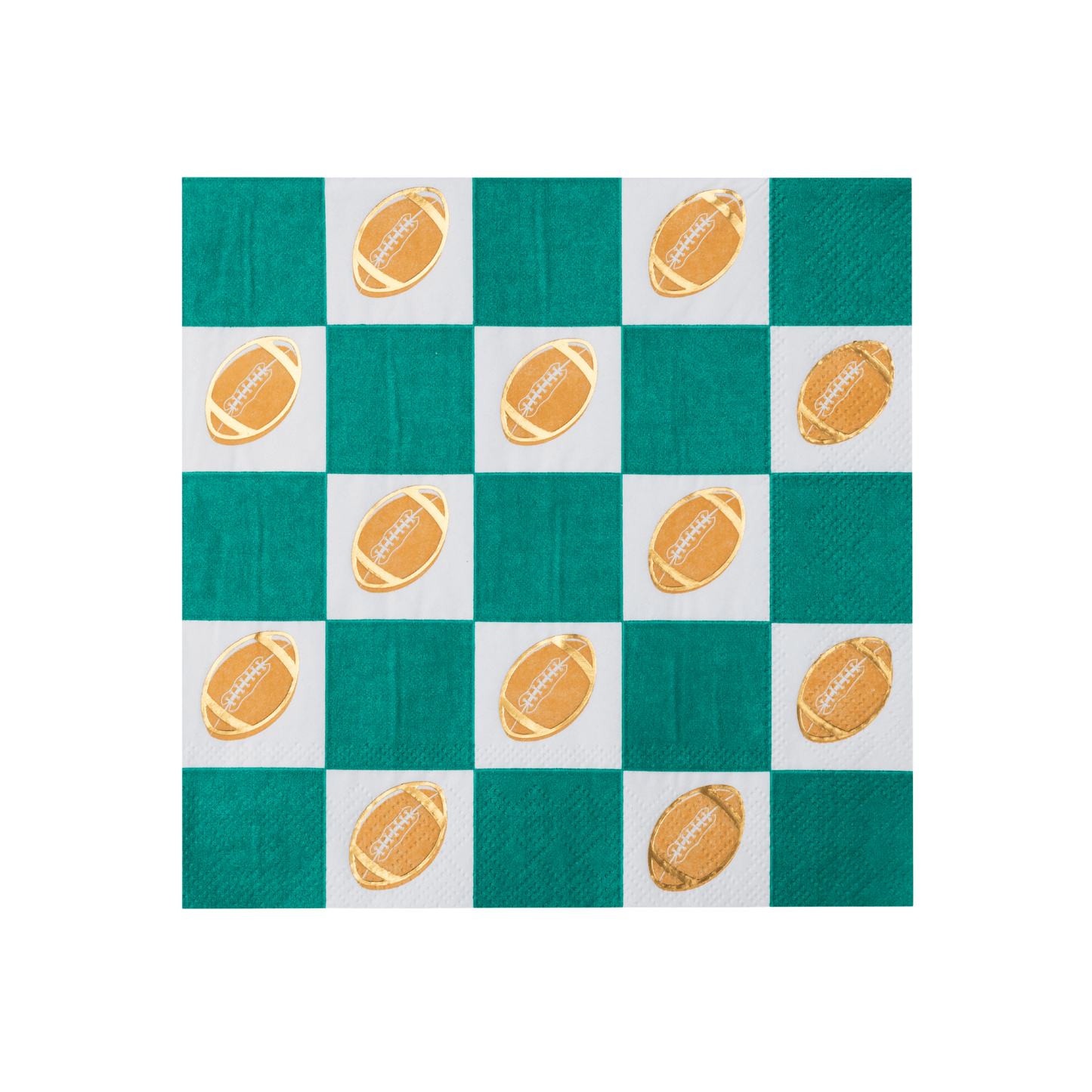 FOOTBALL & GREEN CHECKER LARGE NAPKINS - Bria Blair Creative