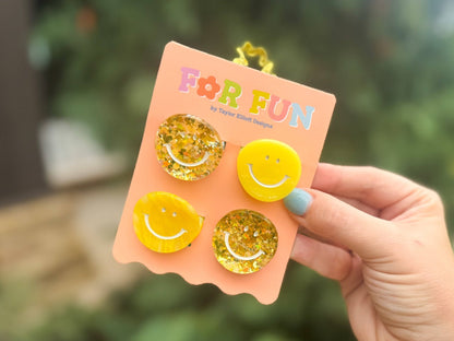 FOR FUN - Claw Hair Clip Set - Mini - Asst Smiley - 4 Pcs - Bria Blair Creative